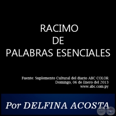 RACIMO DE PALABRAS ESENCIALES - Por DELFINA ACOSTA, ABC COLOR - Domingo, 06 de Enero del 2013